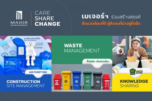 “เมเจอร์ ดีเวลลอปเม้นท์” ต่อยอดแคมเปญ “CARE-SHARE-CHANGE”ผ่าน 3 แกนกิจกรรม ร่วมสร้างสรรค์สิ่งแวดล้อมที่ดี สู่สังคมที่น่าอยู่อย่างยั่งยืน